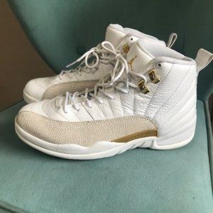 Jordan 12 Retro OVO white and gold shoes/sneakers